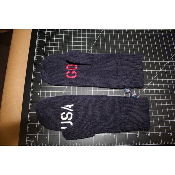 USA 1996 Olympic Winter Mittens One size Navy  100% cotton - Picture 6 of 9